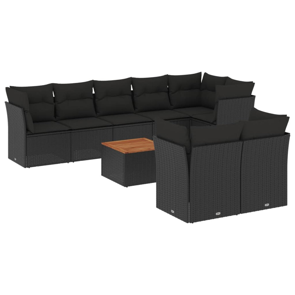 Set Mobilier De Grădină Cu Perne, 9 Piese, , Poliratan