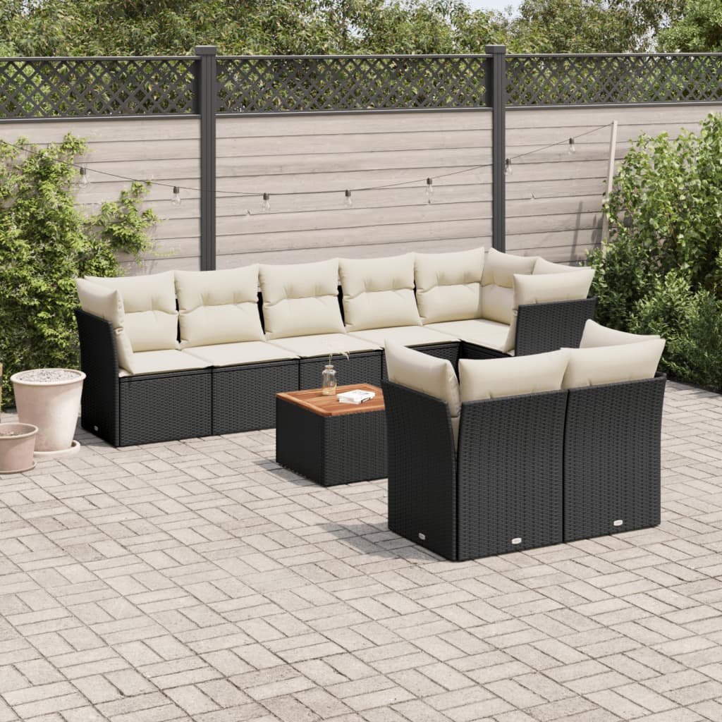 Set Mobilier De Grădină Cu Perne, 9 Piese, , Poliratan