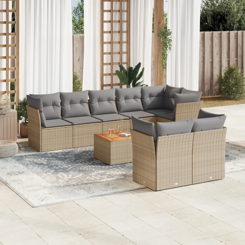 Set Mobilier De Grădină Cu Perne, 9 Piese, , Poliratan
