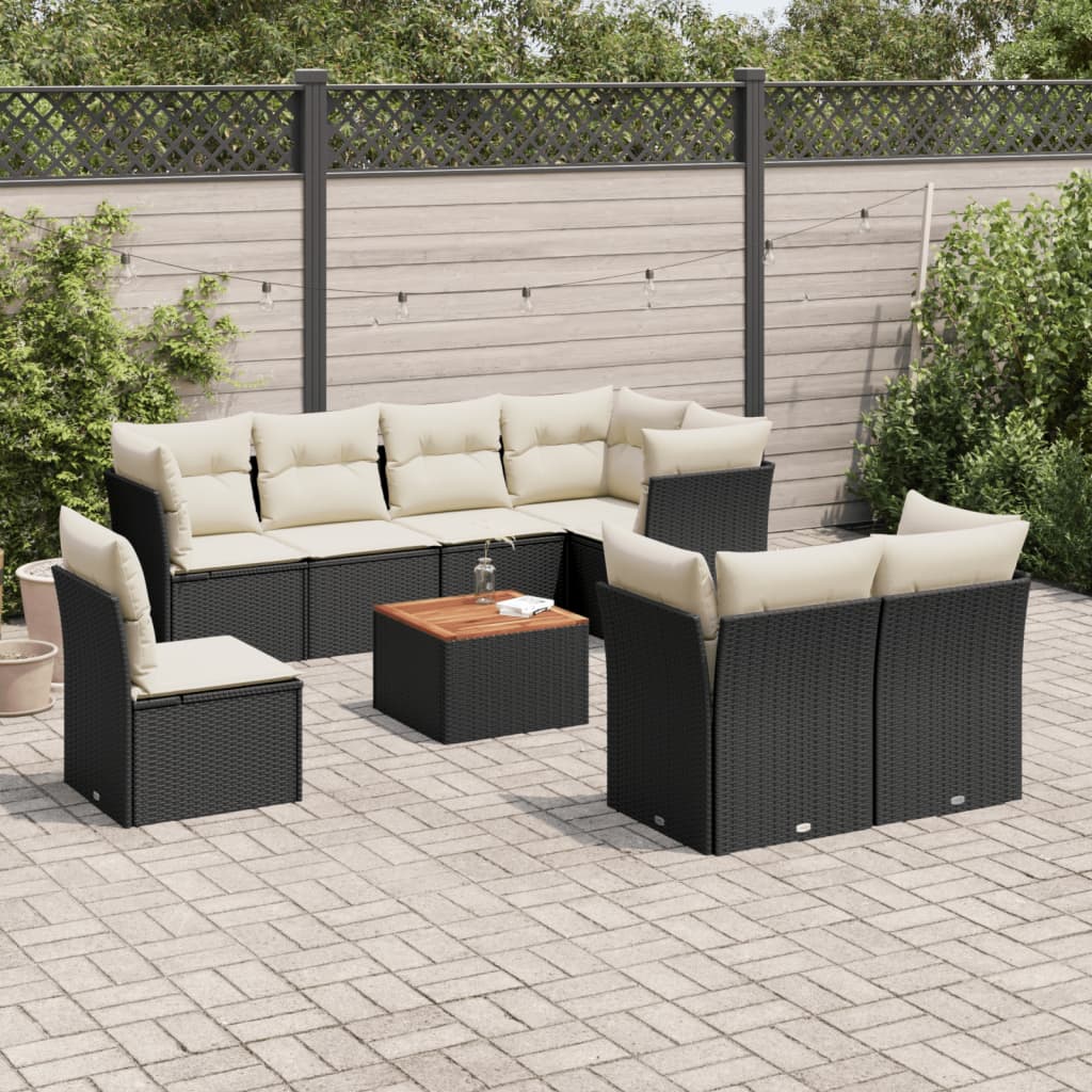 Set Mobilier De Grădină Cu Perne, 9 Piese, , Poliratan
