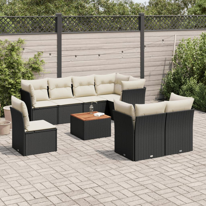 Set Mobilier De Grădină Cu Perne, 9 Piese, , Poliratan