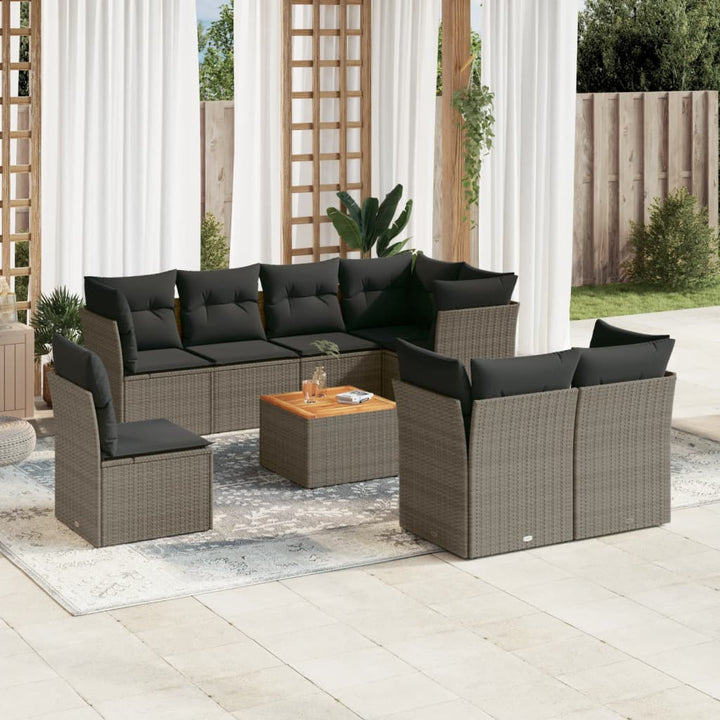 Set Mobilier De Grădină Cu Perne, 9 Piese, , Poliratan