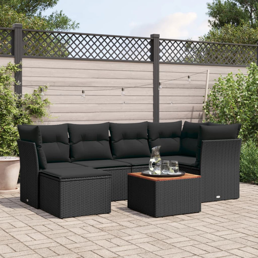 Set Canapele De Grădină Cu Perne, 7 Piese, , Poliratan