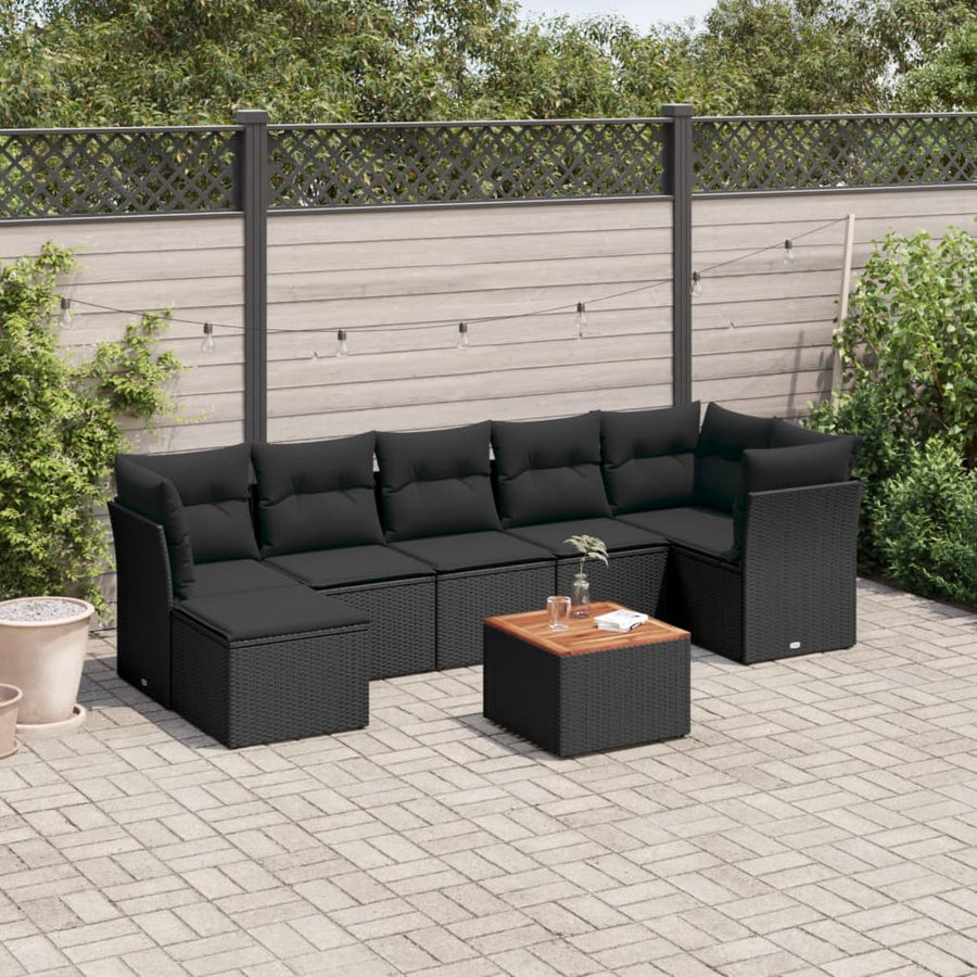 Set Mobilier De Grădină Cu Perne, 8 Piese, , Poliratan