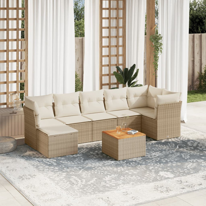 Set Mobilier De Grădină Cu Perne, 8 Piese, , Poliratan
