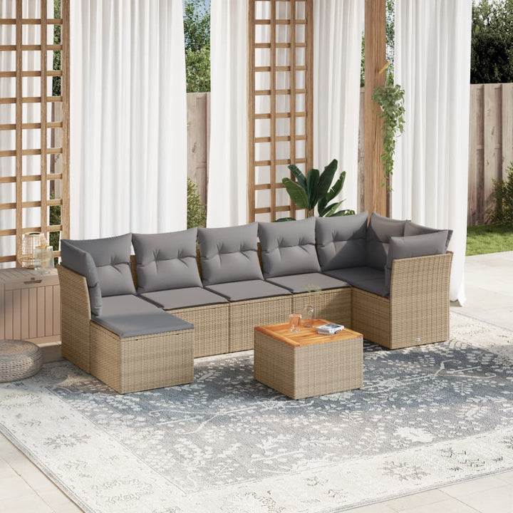 Set Mobilier De Grădină Cu Perne, 8 Piese, , Poliratan
