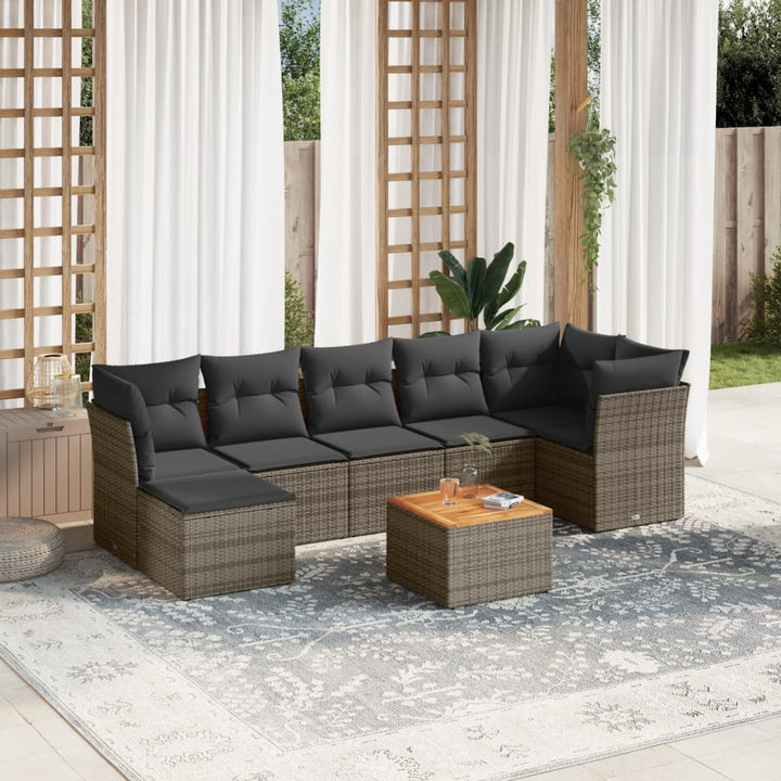 Set Mobilier De Grădină Cu Perne, 8 Piese, , Poliratan