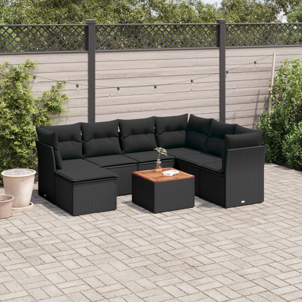 Set Mobilier De Grădină Cu Perne, 8 Piese, , Poliratan
