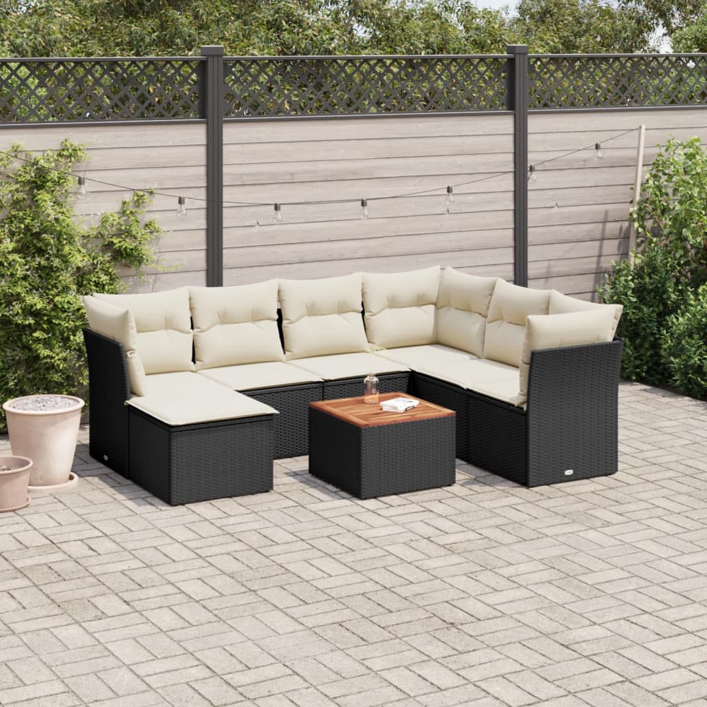 Set Mobilier De Grădină Cu Perne, 8 Piese, , Poliratan