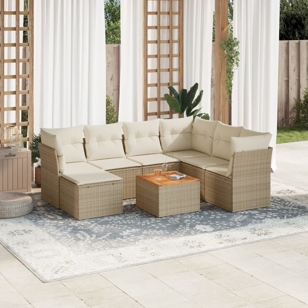 Set Mobilier De Grădină Cu Perne, 8 Piese, , Poliratan