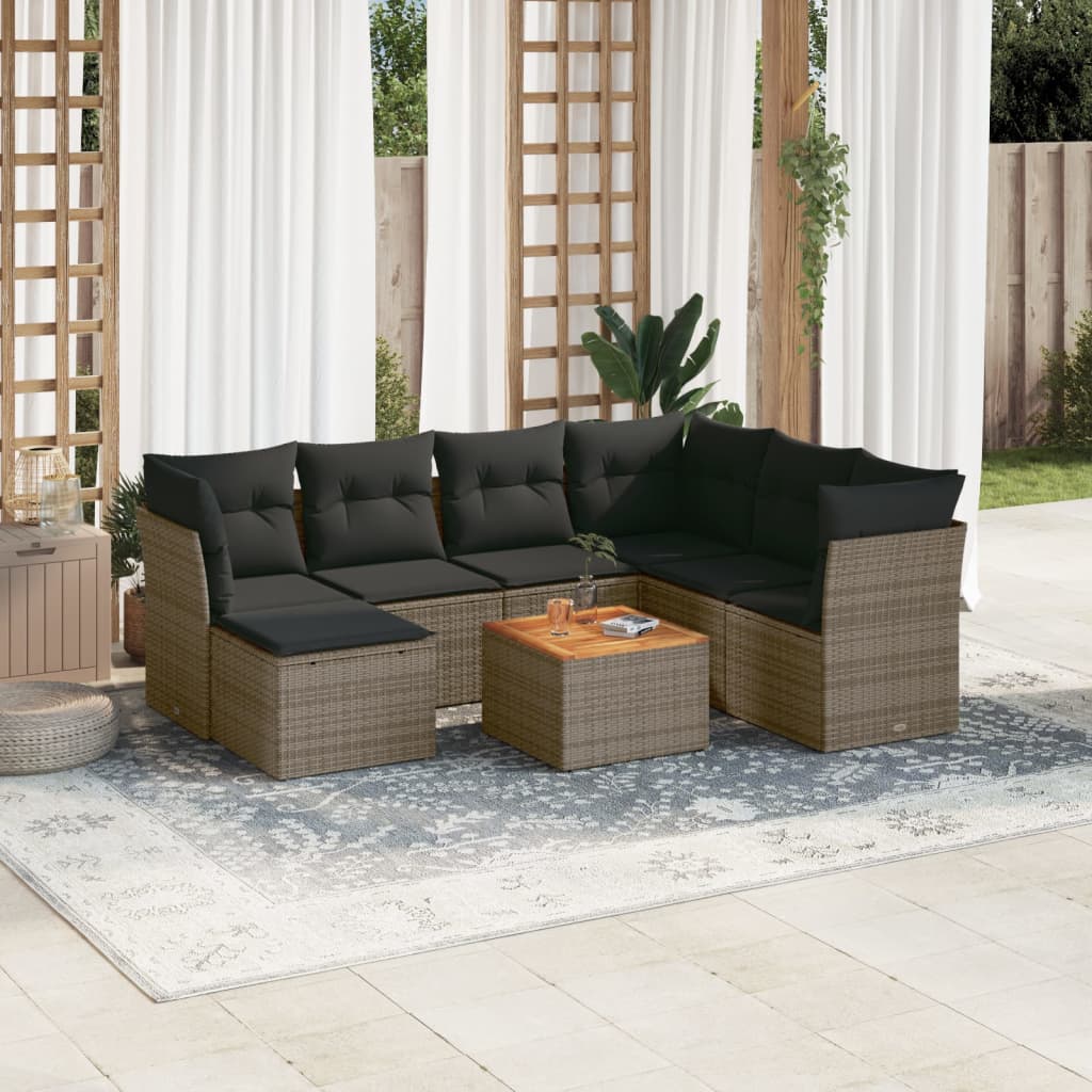 Set Mobilier De Grădină Cu Perne, 8 Piese, , Poliratan
