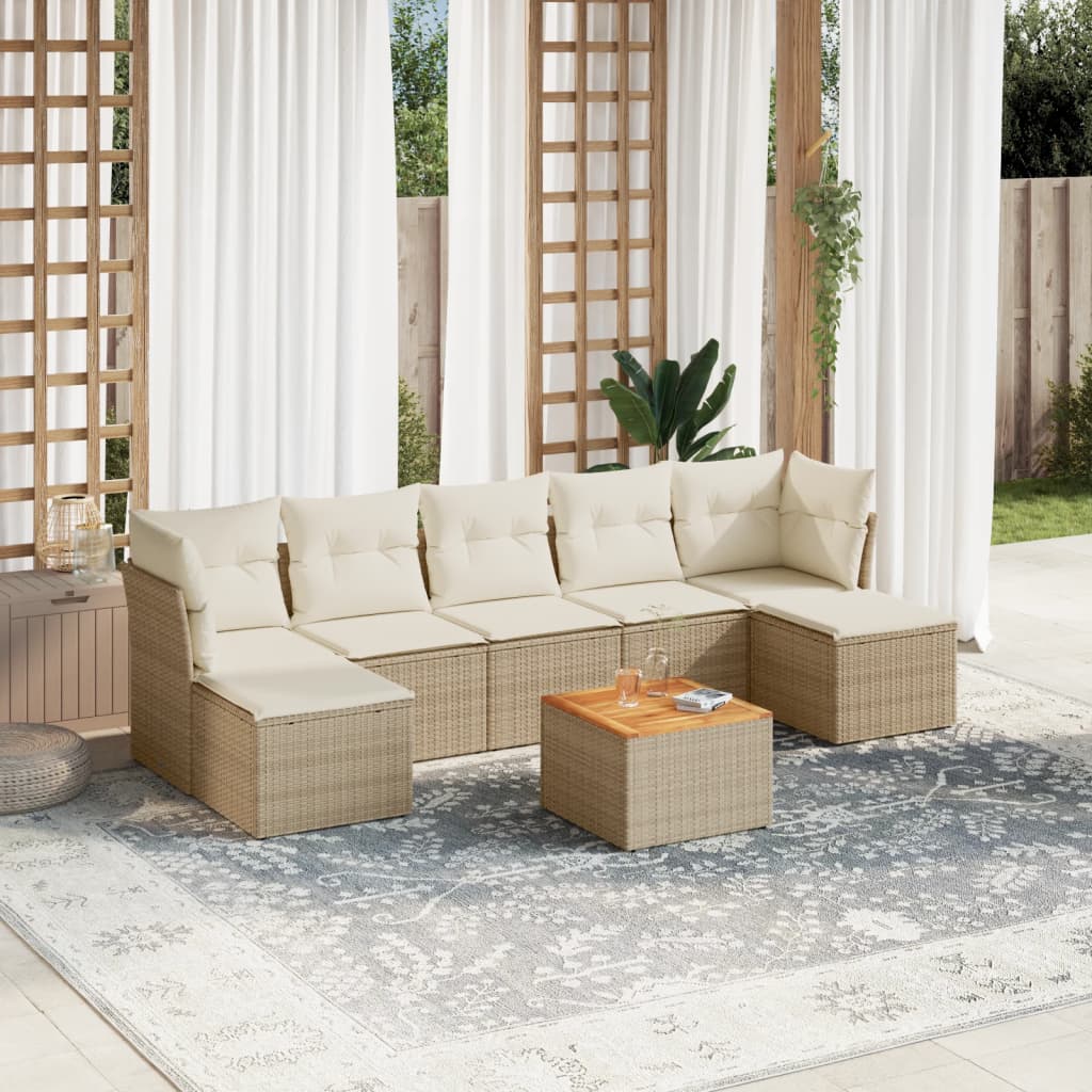 Set Mobilier De Grădină Cu Perne, 8 Piese, , Poliratan