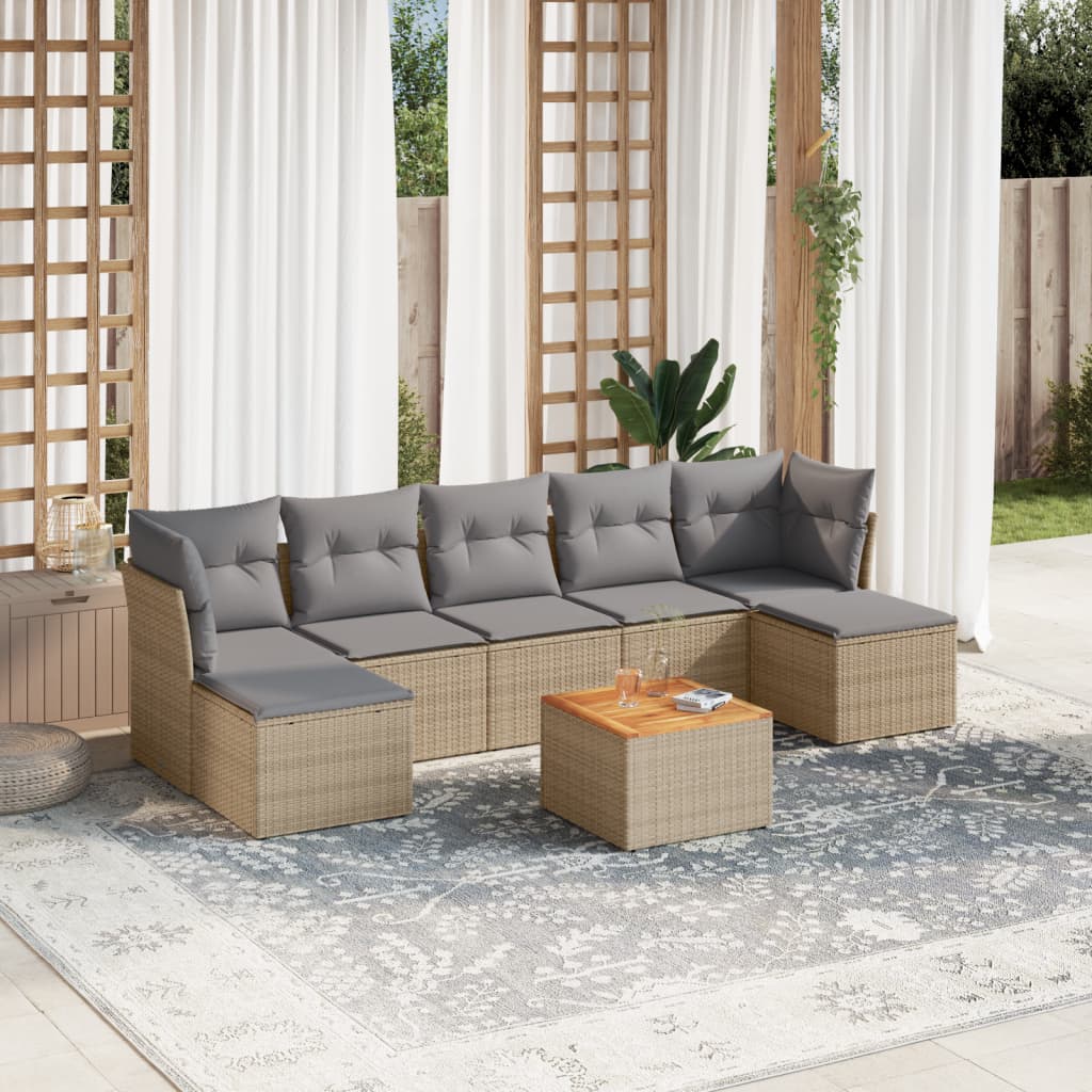 Set Mobilier De Grădină Cu Perne, 8 Piese, , Poliratan