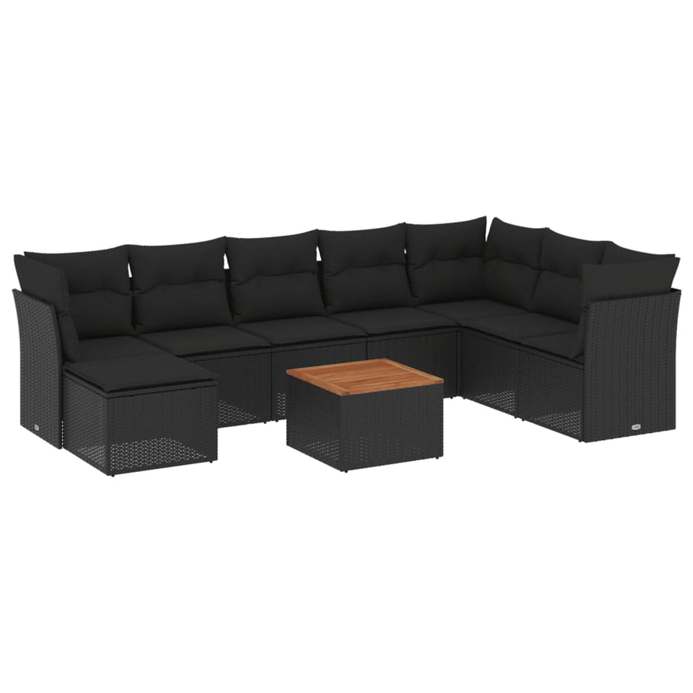 Set Mobilier De Grădină Cu Perne, 9 Piese, , Poliratan