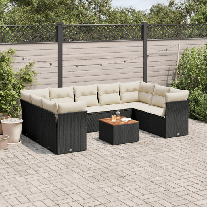 Set Canapele De Grădină Cu Perne, 10 Piese, , Poliratan