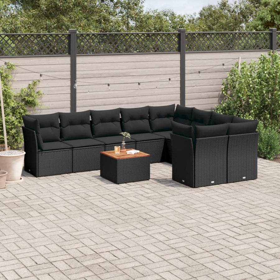 Set Canapele De Grădină Cu Perne, 10 Piese, , Poliratan