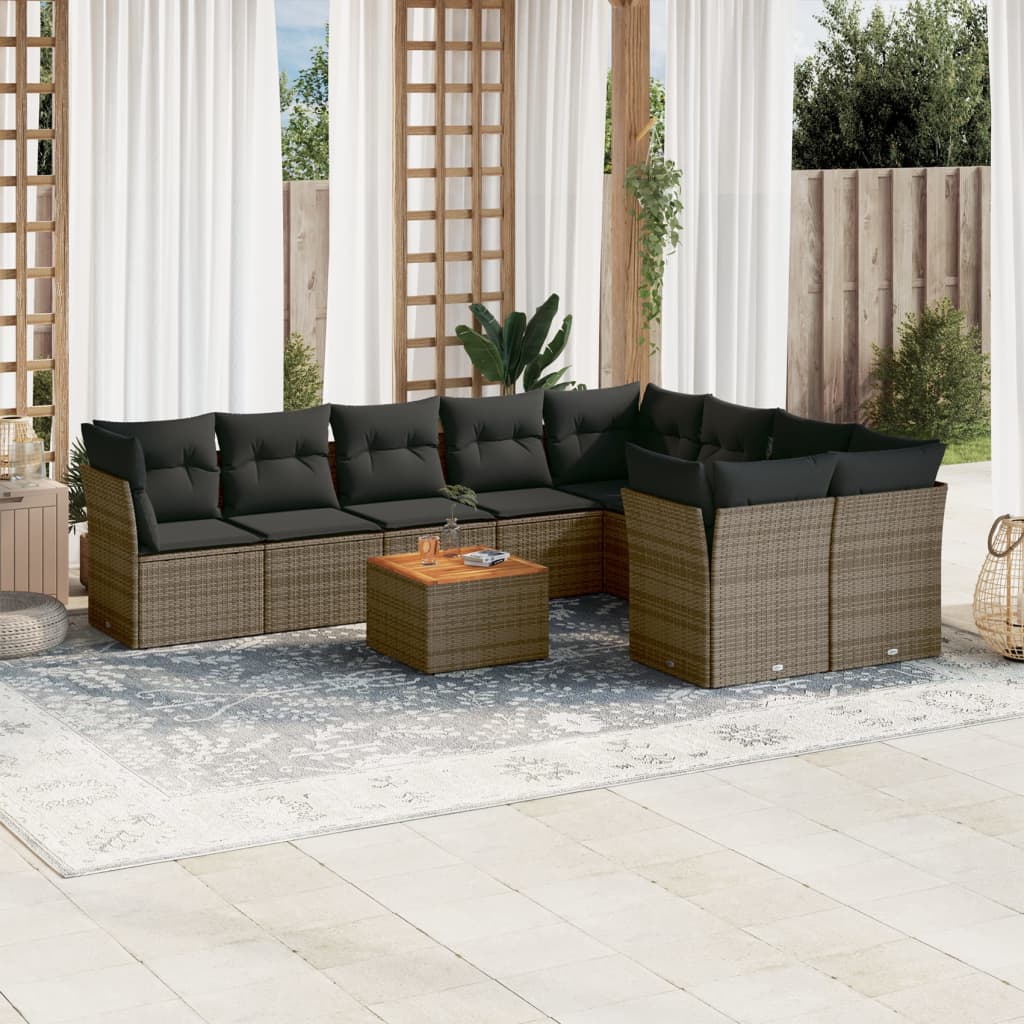 Set Canapele De Grădină Cu Perne, 10 Piese, , Poliratan