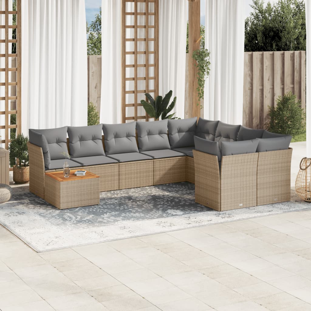 Set Canapele De Grădină Cu Perne, 10 Piese, , Poliratan