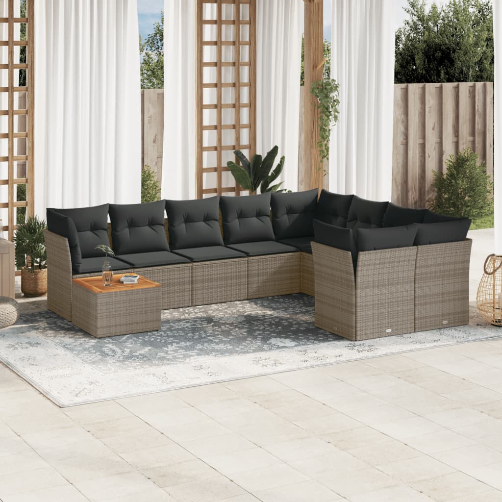 Set Canapele De Grădină Cu Perne, 10 Piese, , Poliratan