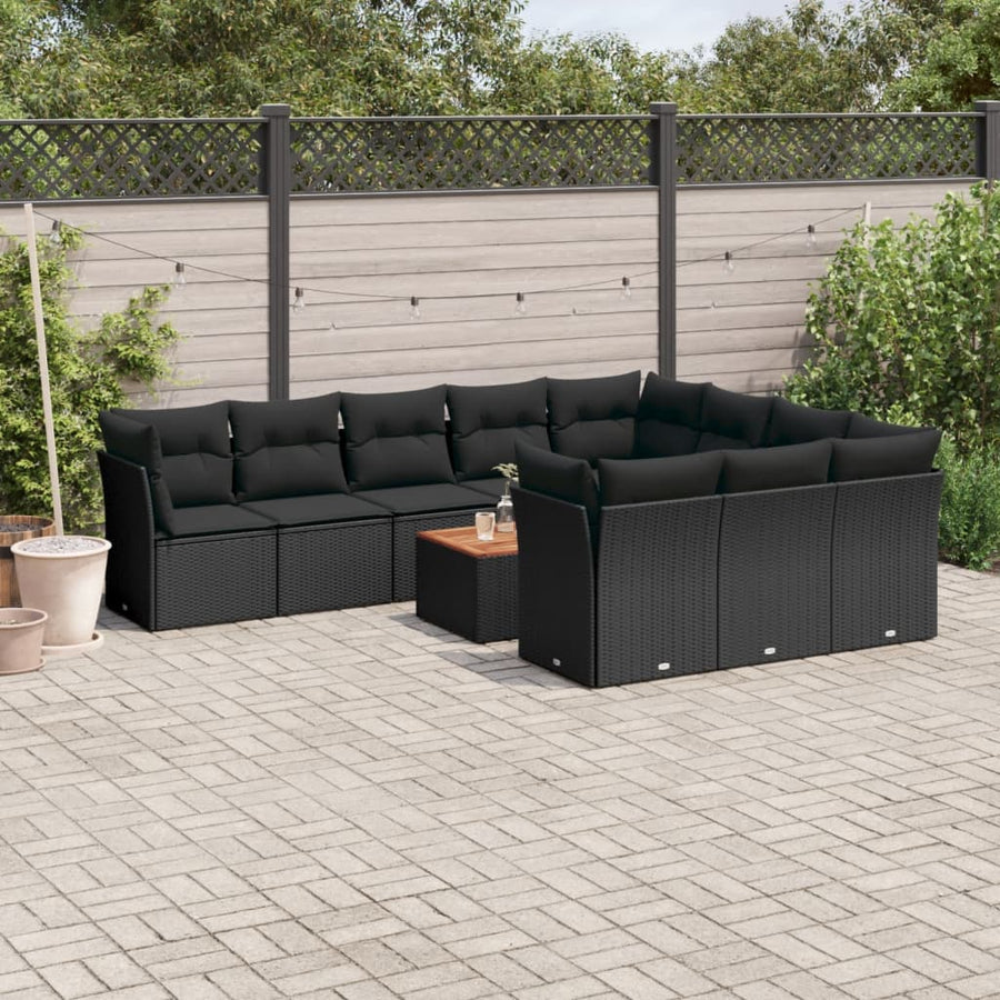 Set Canapele De Grădină Cu Perne, 11 Piese, , Poliratan