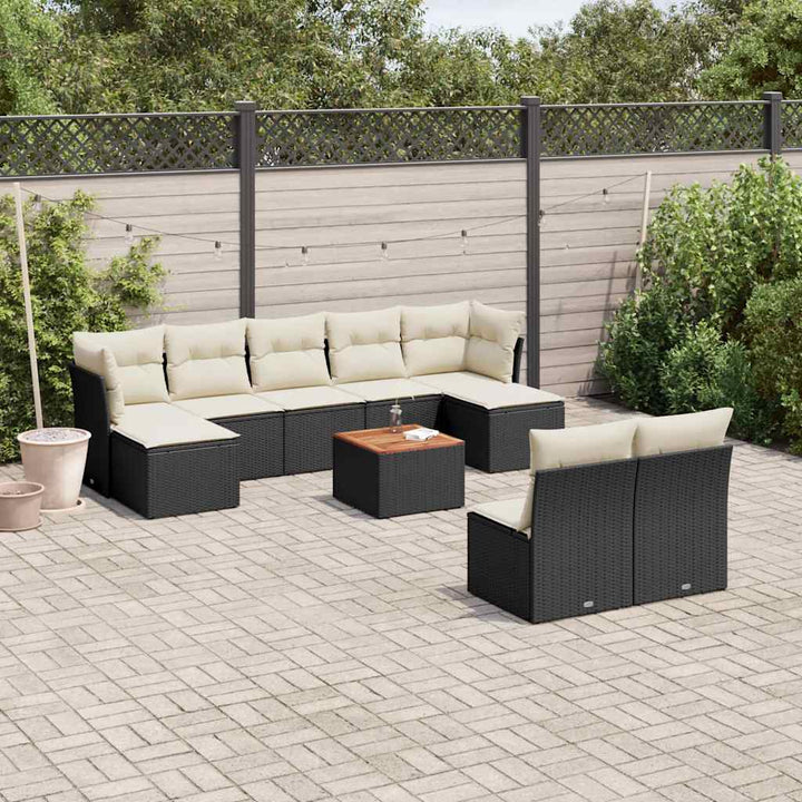 Set Mobilier De Grădină Cu Perne, 10 Piese, Gri, Poliratan