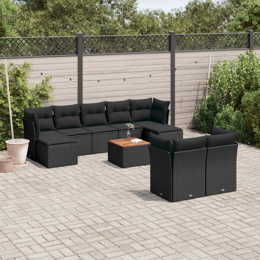 Set Canapele De Grădină Cu Perne, 10 Piese, , Poliratan
