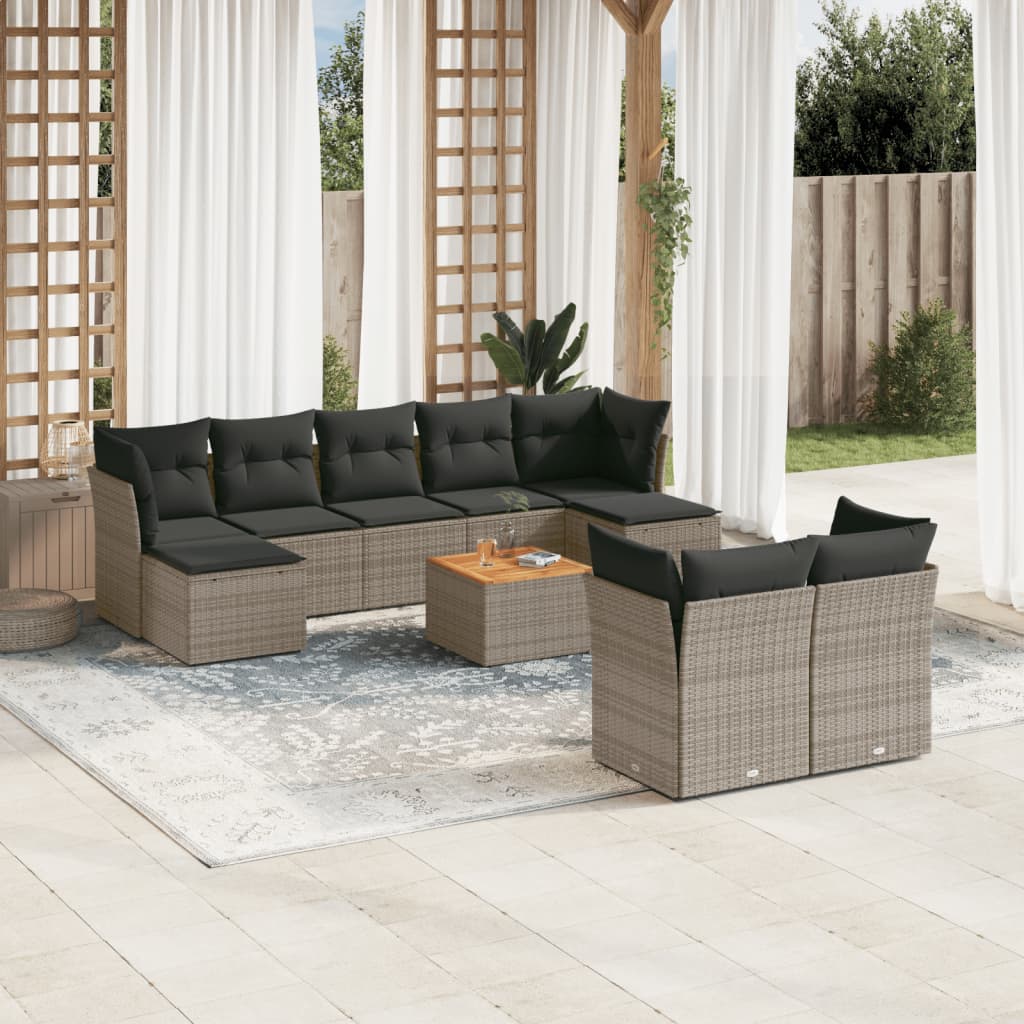Set Canapele De Grădină Cu Perne, 10 Piese, , Poliratan