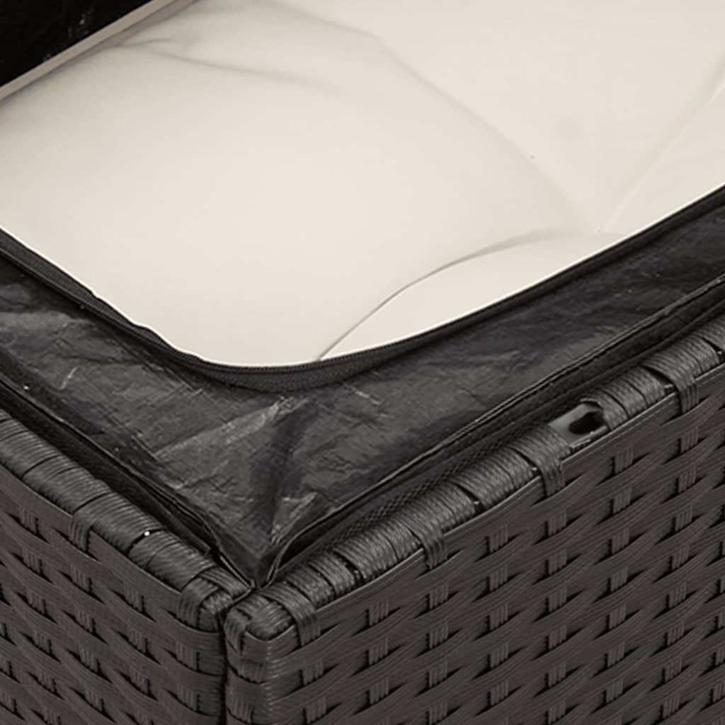 Set Canapele De Grădină Cu Perne, 11 Piese, Negru, Poliratan