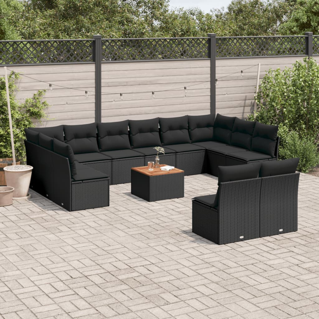 Set Mobilier De Grădină Cu Perne, 13 Piese, Gri, Poliratan