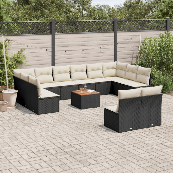 Set Mobilier De Grădină Cu Perne, 13 Piese, Gri, Poliratan