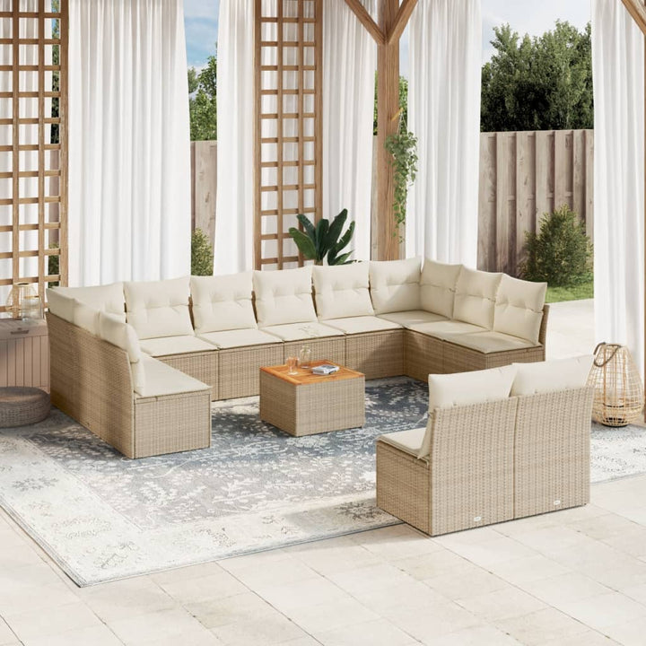 Set Mobilier De Grădină Cu Perne, 13 Piese, Gri, Poliratan