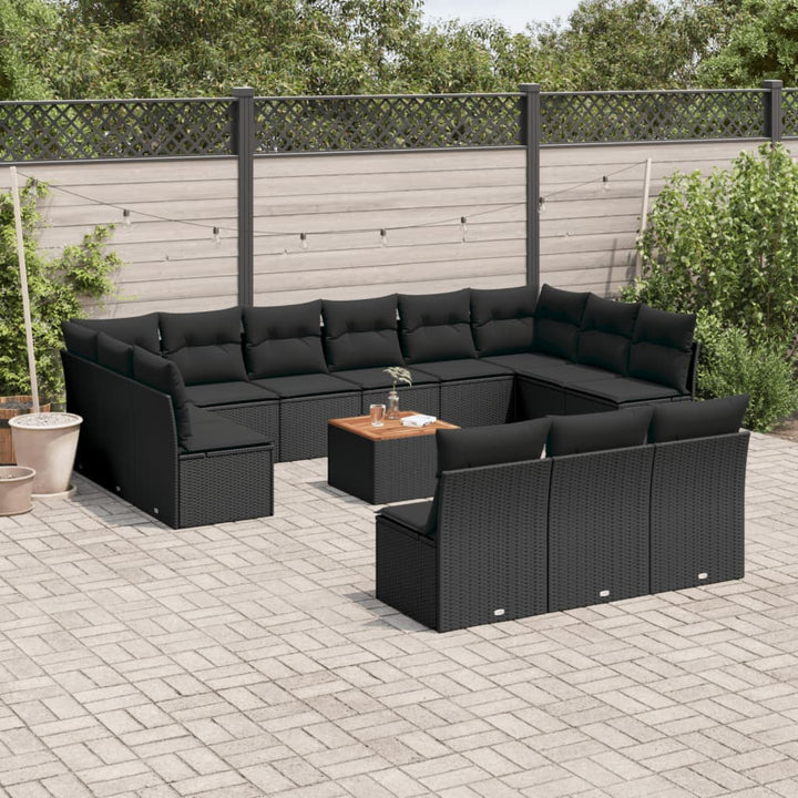 Set Mobilier De Grădină Cu Perne, 14 Piese, Gri, Poliratan