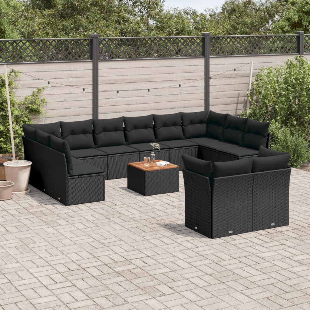 Set Mobilier De Grădină Cu Perne, 13 Piese, Gri, Poliratan