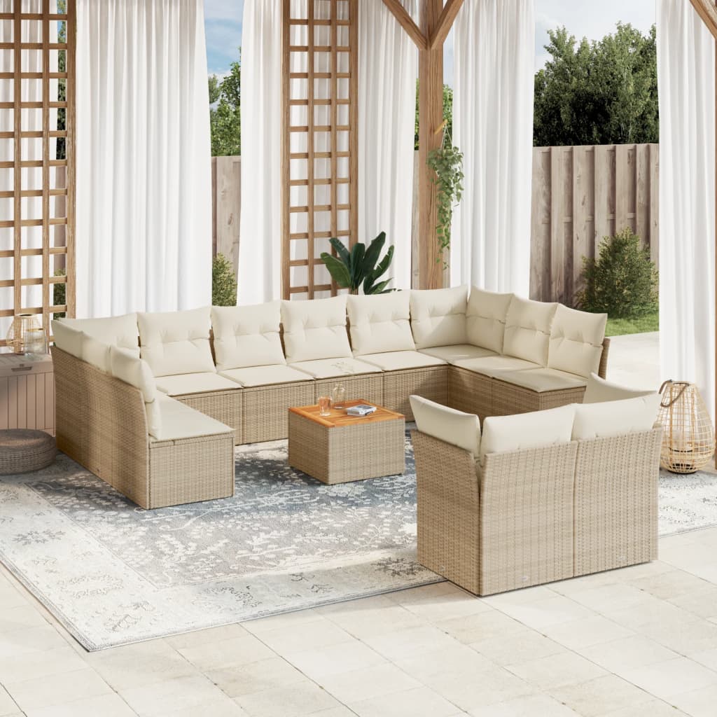 Set Mobilier De Grădină Cu Perne, 13 Piese, Gri, Poliratan