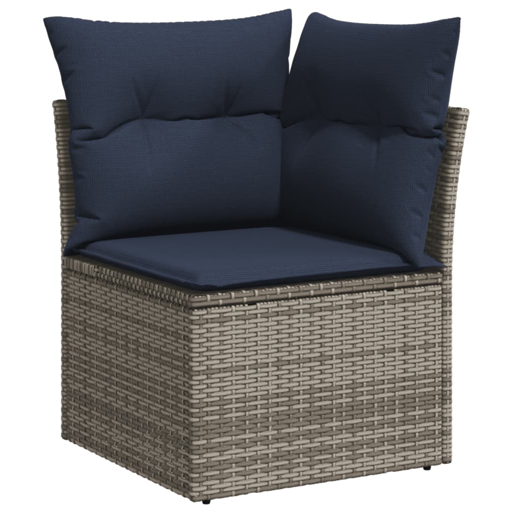 Set Mobilier De Grădină Cu Perne, 13 Piese, Gri, Poliratan