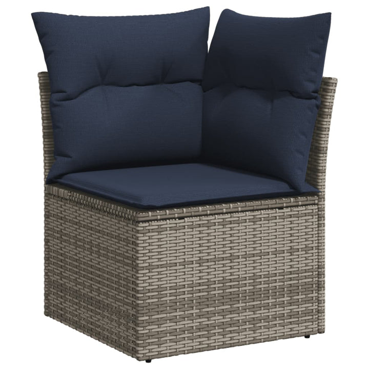 Set Mobilier De Grădină Cu Perne, 13 Piese, Gri, Poliratan