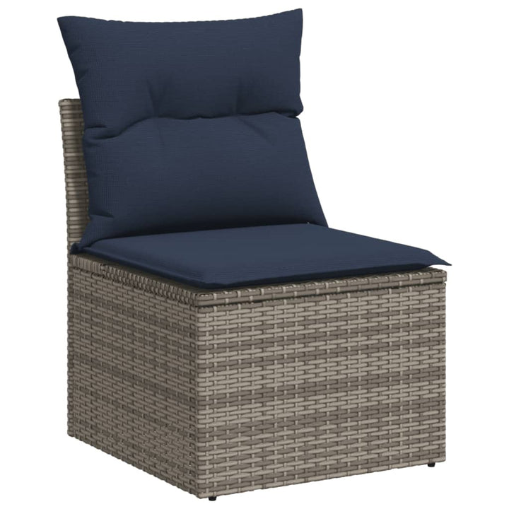 Set Mobilier De Grădină Cu Perne, 13 Piese, Gri, Poliratan