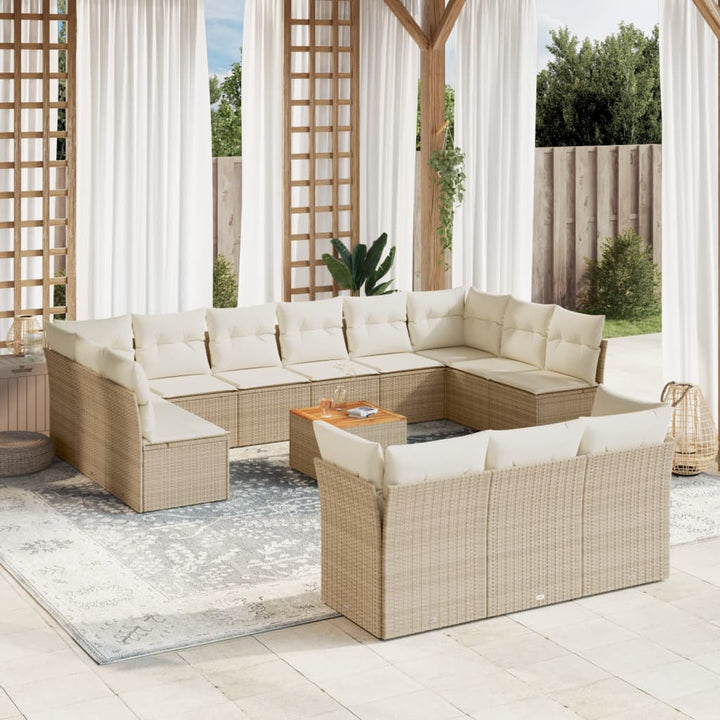 Set Mobilier De Grădină Cu Perne, 14 Piese, Negru, Poliratan
