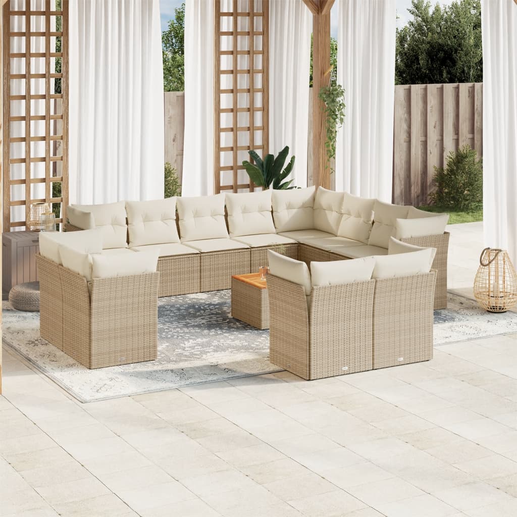 Set Mobilier De Grădină Cu Perne, 13 Piese, Negru, Poliratan