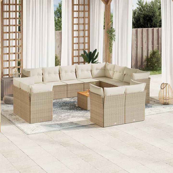 Set Mobilier De Grădină Cu Perne, 13 Piese, Negru, Poliratan