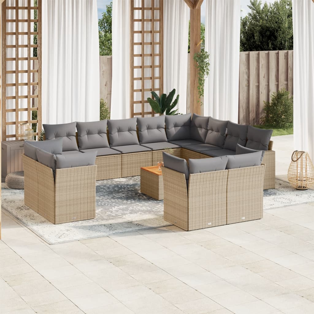 Set Mobilier De Grădină Cu Perne, 13 Piese, Negru, Poliratan