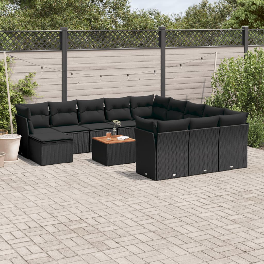 Set Mobilier De Grădină Cu Perne, 13 Piese, Gri, Poliratan