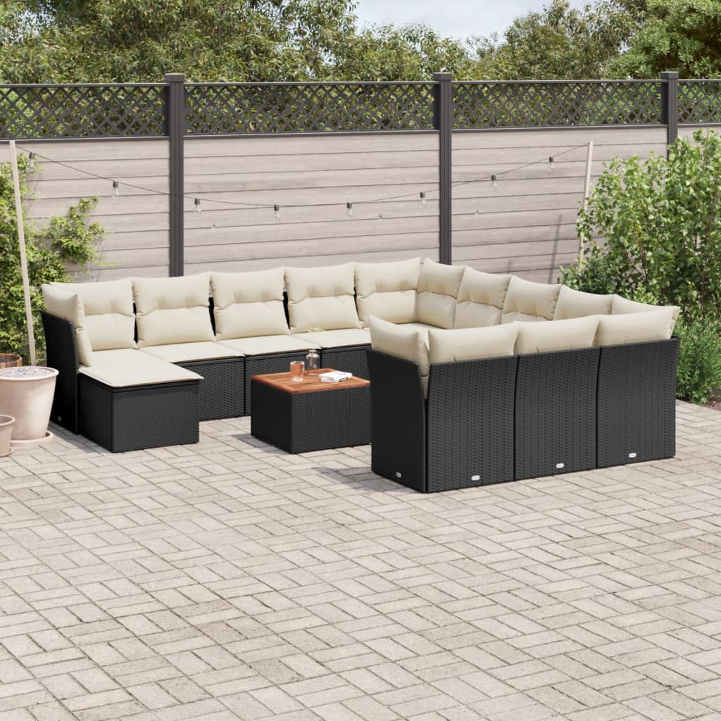 Set Mobilier De Grădină Cu Perne, 13 Piese, Gri, Poliratan