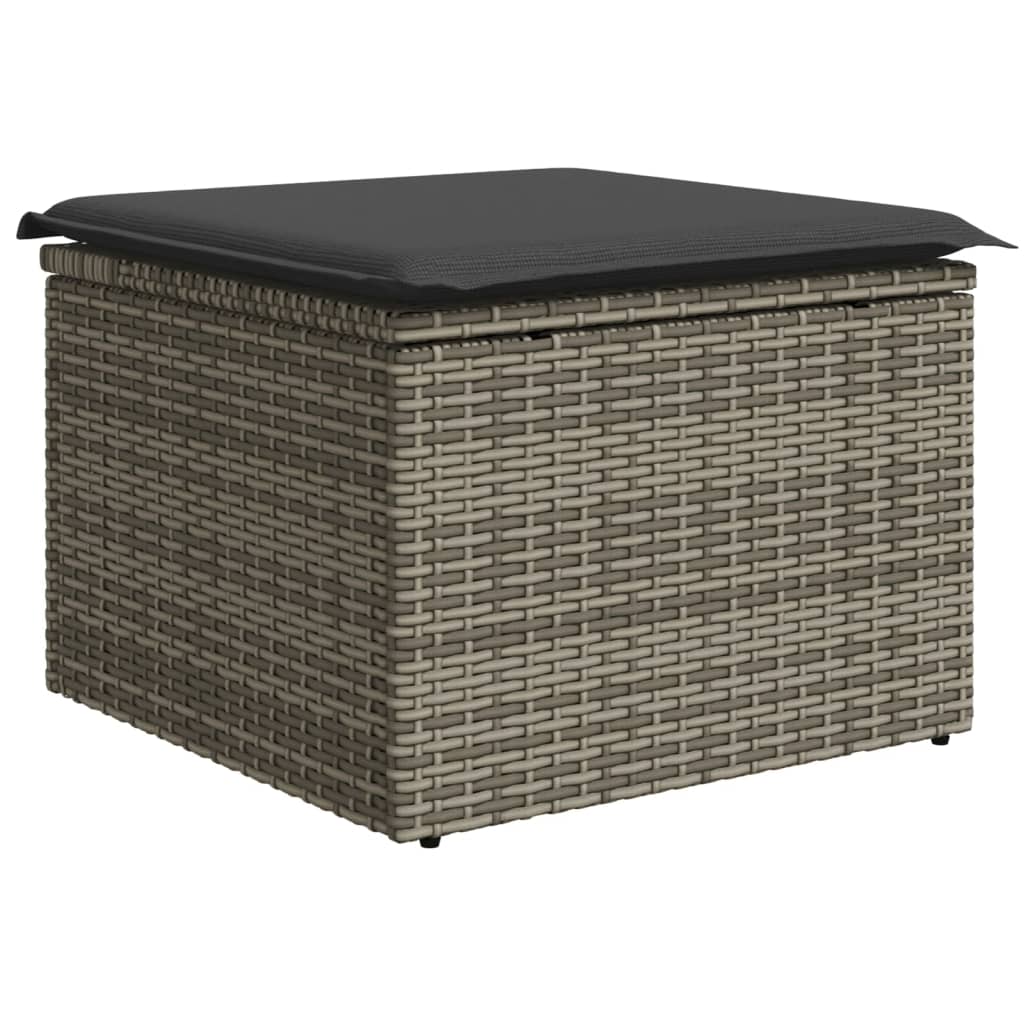 Set Mobilier De Grădină Cu Perne, 13 Piese, Gri, Poliratan