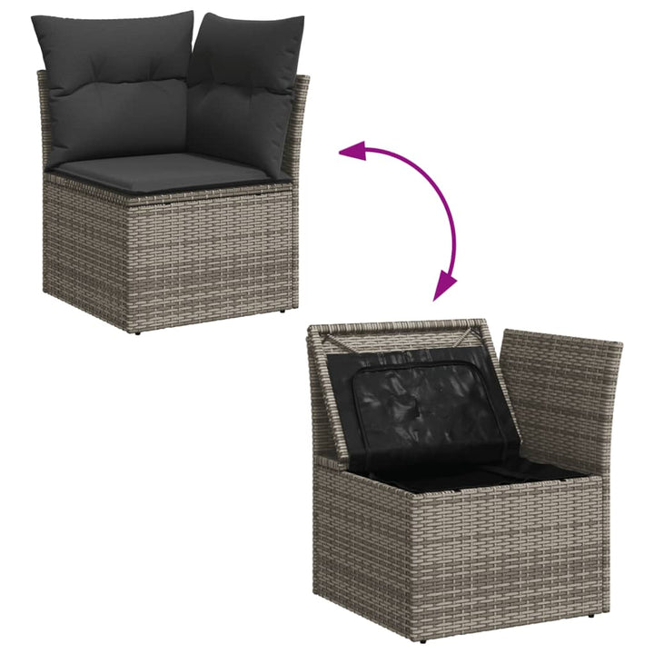 Set Mobilier De Grădină Cu Perne, 13 Piese, Gri, Poliratan