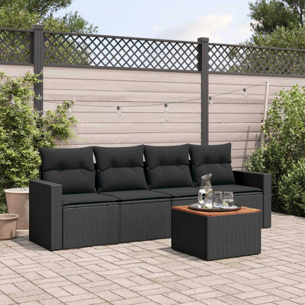 Set Canapele De Grădină, 5 Piese, Cu Perne, Bej, Poliratan