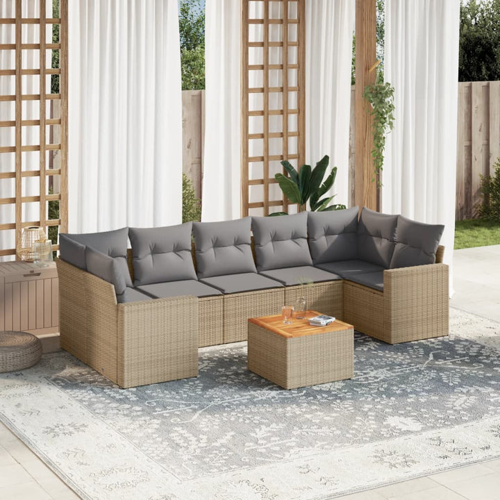 Set Mobilier De Grădină Cu Perne, 8 Piese, Negru, Poliratan