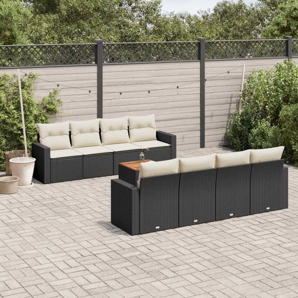 Set Mobilier De Grădină Cu Perne, 9 Piese, , Poliratan