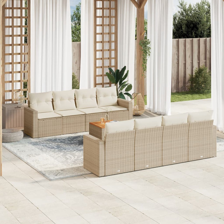 Set Mobilier De Grădină Cu Perne, 9 Piese, , Poliratan