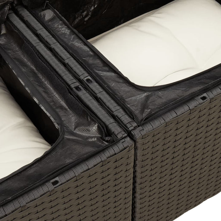 Set Mobilier De Grădină Cu Perne, 9 Piese, Negru, Poliratan